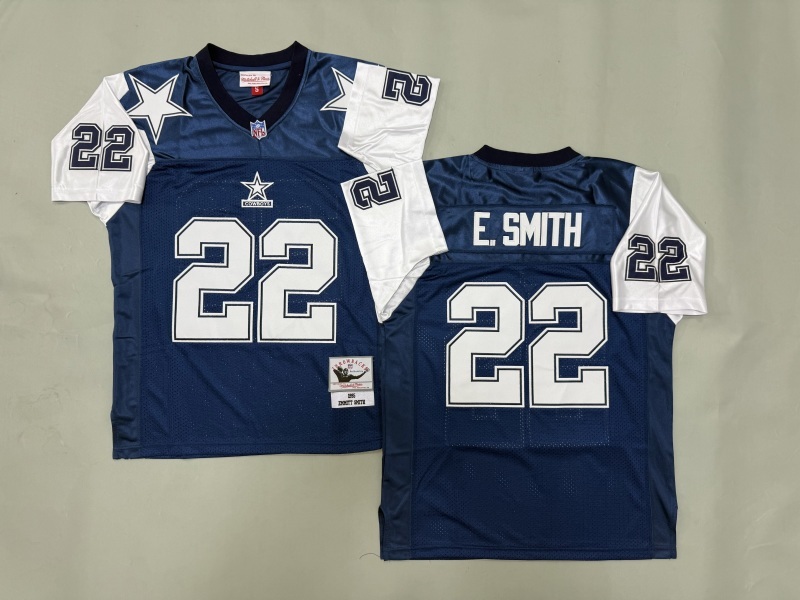 Men 2025 Nike Dallas Cowboys #22 E.Smith Blue Throwback Limited NFL Jersey 003